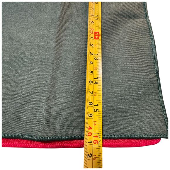 Vtg Brass Christmas Tree Cut Out Napkin Rings Holder Cloth Napkins Red Green LOT - Picture 10 of 11